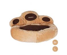 Relaxdays XL, Beige y Marrón, Cama Perro Forma de Huella con Funda Lavable, Peluche y Poliéster, ø 85 cm