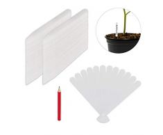 Relaxdays Etiquetas para Plantas, Marcadores de macetas, 13cm, Plástico, 300 Uds, Blanco