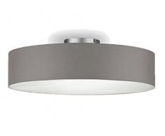 meineWunschleuchte Lámpara de techo redonda atemporal con pantalla de tela en marrón y gris, diámetro de 60 cm, cubierta satinada para un ambiente de luz antideslumbrante