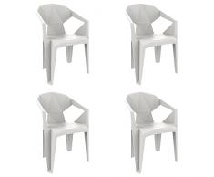 RESOL Delta Set 4 Sillas de Jardín Apilables con Reposabrazos de Diseño Moderno para Terraza, Porche o Balcón con Filtro UV No Pierde Color y de Fácil Mantenimiento - Color Blanco