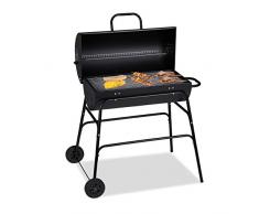 Relaxdays Holzkohlegrill Barbacoa de carbón Vegetal XXL con Tapa, ventilación Regulable, Estable, 96,5 x 103 x 64,5 cm, Color Negro