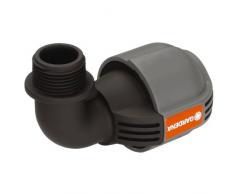 Gardena 2781-20 - Unión de L con rosca macho para sistema de aspersión, pieza de conexión para conectar el aspersor emergente al extremo de la tubería, 25 mm x 3/4, unión roscada estanca