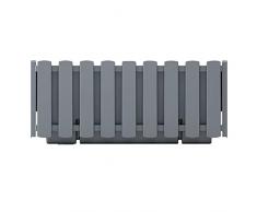 Prosperplast Boardee Fencycase Maceta para Flores Caja de Balcón Maceta para Plantas Diseño Rústico para Uso en Interiores y Exteriores (Largo 580 mm, Gris)
