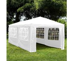 Home Discount Garden Vida (3 x 6 m), Color Blanco Cenador con Paneles Laterales, Carpa con Cremallera, Tienda de campaña para Exteriores, toldo Impermeable con Barras de Viento, Plástico Metal
