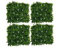 GreenBrokers Flores Artificiales Blancas para setos de Pared (4 Unidades), jardín Vertical Estable a los Rayos UV