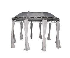 greemotion Carpa pabellón Nancy para jardín, Gazebo pabellón para exterior, Acero duradero con tela de poliéster , Estable y resistente, 300 x 275 x 400 cm , gris/gris oscuro