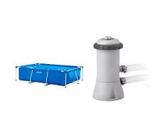 Intex 28270Np Small Frame Piscina Desmontable, 220 X 150 X 60 Cm, 1.662 litros + 28604 Depuradora Cartucho Filtros Tipo A, 2006 L/H