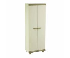 Gardiun Armario Escobero de Jardín Resina Nebrasca 62,5x39x175 cm Beige 2 Puertas