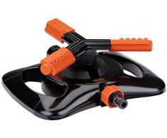 BLACK+DECKER Aspersor de 3 Brazos – Riego 360° – 25 x 24 x 8 cm – Conector de Manguera de jardín – Negro/Naranja