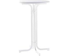 Sieger - Mesa alta con armazón de acero y tablero de mecalit, color blanco