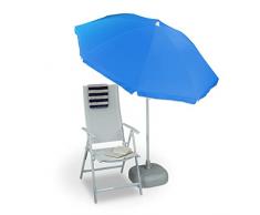 Relaxdays Sombrilla Jardín y Terraza Reclinable con 8 Varillas, Poliéster, Azul, 180 cm