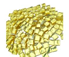 Armena - Piedras de Mosaico de Espejo, onduladas en Color Dorado, 1 x 1 cm, Grosor 4 mm, 160 g, Aprox. 200 Unidades