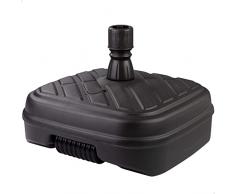 AKTIVE 61133 - Base sombrilla terraza exterior rectangular negra, resistente al agua y a los rayos del sol, base parasol con depósito de agua o arena, con rueda para fácil traslado