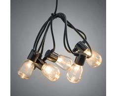 Konstsmide Luces LED de festón, luces para exteriores, estilo cerdito, bombillas exteriores (IP44), 40 bombillas transparentes, 80 diodos blancos cálidos, cable negro, cadena de luces para jardín