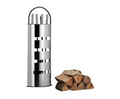Relaxdays Juego de Utensilios de Chimenea Completo, Plateado, 15x23x66 cm, 10022290