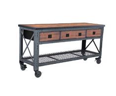 Duramax Banco de trabajo con 3 cajones para el hogar, garaje y taller, con estante de alambre, muebles de mesa de trabajo, capacidad de 450 kg en la parte superior de madera, 183 x 61 x 94 cm