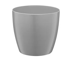 VERDENIA Aga Maceta Ligera para balcón, Maceta Decorativa para Plantas de Interior y Exterior, de plástico, Redondo, Muchos Colores, 20 cm, Gris