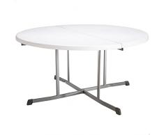 Lifetime 92115 - Mesa plegable redonda portátil | Mesa redonda jardín, terraza, patio, balcón | Medidas Ø152cm, altura 75,5cm | Mesa redonda exterior eventos, mesa catering plegable |Muebles Lifetime