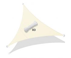 VOUNOT Toldo Vela de Sombra Triangular 5x5x5m, Toldo Parasol Terraza Protección Rayos UV Impermeable, para Exterior, Jardín, Patio, Beige