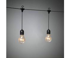 Konstsmide 2384-800 - Luces LED para jardín (IP44, 20 Bombillas Transparentes, 160 diodos Blancos ámbar, Cable Negro, Guirnalda de Luces de jardín)