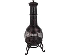 Home Discount Casa de Descuento® Acero Chimenea al Aire Libre jardín Patio Calentador Parrilla Barbacoa, Chimenea, Negro y Dorado Antiguo, Grande