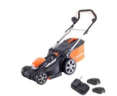 Yard Force Cortacésped Giratorio inalámbrico de 37 cm, con 2 baterías de Iones de Litio de 20 V, 2,5 Ah y Cargador rápido LM C37
