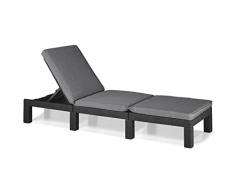 Keter Daytona Deluxe - Tumbona de Jardín, para Exterior Ideal para terrazas, Patios, Jardines, con Respaldo reclinable en 4 Posiciones, Estructura Reforzada con cojín Incluido para Confort,Color Gris