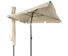 VOUNOT Sombrilla Rectangular para Terraza, Jardín, Playa, Balcón, Piscina, Patio, 200x125 cm, Parasol Exterior con Funda Protectora, Protección UV50+, Beige