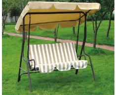 Balancín de jardín de acero barnizado, lona de poliéster 160 g/m², rayas beige, medidas: 170 x 110 x 153 cm, Garden Friend
