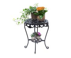 Relax días de la flor taburete redondo talla L HBT hierro fundido de aproximadamente 51 x 40 x 40 cm flor de pie con la tabla 2 estantes para las flores y la decoración en el hogar y el jard
