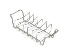 Relaxdays Soporte Costillas Barbacoa 2 en 1, Acero, Plateado, 11,5 x 44,5 x 18,5 cm