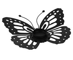 STM32 by ST TS Gardendeco Titular de tealight Mariposa Iron, Revestimiento pulverizado, Negro, 25x21cm