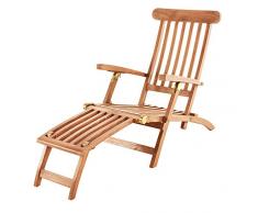 SAM Gartenliege Puccon Tumbona Plegable y Ajustable, Madera de Teca, marrón