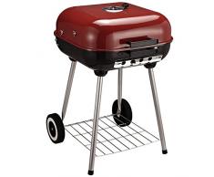 Outsunny - Barbacoa de carbón Vegetal BBQ con Tapa y Ruedas, 45 x 47,5 x 70 cm