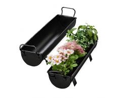 Relaxdays Jardinera de jardín y Interior, diseño Vintage, Hierro y bañeras de Metal para Plantar, Negro, Juego de 2 Unidades