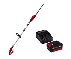 Einhell Cortasetos telescópico a batería - GE-HH 18/45 Li T - Solo Power X-Change - empuñadura adicional, engranaje de metal, arnés, bolsa, incluye 1 batería de 4.0Ah y cargador individual