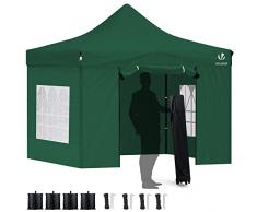 VOUNOT Carpa Plegable Gazebo 3x3m con 4 Paredes, Cenador Impermeable Pabellón de Jardín para Camping, Fiestas, Exterior, Color Verde