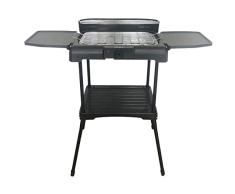 ARDES - ARBBQ02 Barbacoa eléctrica sin humo BRASERO FEET, parrilla eléctrica doble portátil XXL con protector contra salpicaduras y pantalla, tablero y soporte, barbacoa para interiores y exteriores