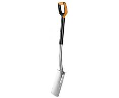 Fiskars Pala de jardín, Borde redondo para suelos blandos, Longitud: 108 cm, Negro/Naranja, 1003682