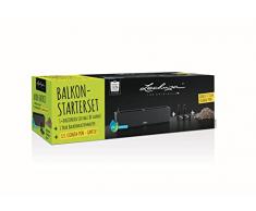 LECHUZA Balconera 80 - Macetero (1 x Lechuza Balconera Cottage 80, 1 x Soporte para Jardinera de balcón Negro, 12 L PON, Color Granito