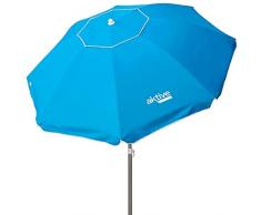 Aktive 62215 - Sombrilla de playa plegable, Ø200 cm, color azul, con protección UV filtro 50, mástil Ø28-32 mm, incluye bolsa para transportarla