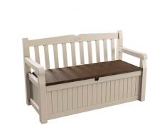 Keter Eden Garden Bench - Banco arcón Exterior, Capacidad 265 litros, Color marrón y Beige