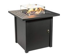 Teamson Home 2 en 1 Mesa y Brasero de Gas Propano Muy Grande en Metal para Jardín, Quemador para Exteriores, Hoguera sin Humo, Calentador de Muebles de Patio con Rocas de Lava y Cubierta