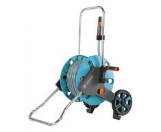 Gardena Carro de Metal para Manguera 100: Estable, con Revestimiento de Tubo, Conector de Manguera en ángulo, Sistema de Goteo Nocturno, manivela de Mano