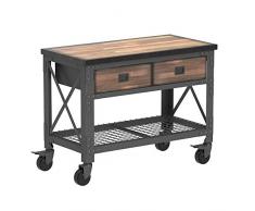 Duramax Banco de trabajo con ruedas de 2 cajones para el hogar, garaje y taller, con estante de alambre, muebles de mesa de trabajo, capacidad de 450 kg en madera superior, 122 x 61 x 94 cm