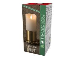 Konstsmide Velas de batería 3D con luz de vida funciona con pilas, vela de llama en movimiento, cera real, función de temporizador de 4 u 8 horas, 15,5 x 7,5 cm, color blanco cálido
