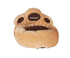 Relaxdays Cama Perro M Forma de Huella con Funda Lavable, Peluche y Poliéster, Beige y Marrón, ø 40 cm