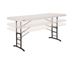 Lifetime 92123 - Mesa plegable portátil cuadrada catering Ultrarresistente | Medidas 183x76cm, Altura ajustable | Peso 15 kg, duradera y resistente | Capacidad 6 personas