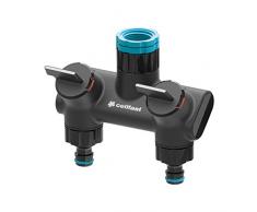 Cellfast Ergo - Distribuidor de 2 vías para conexión simultánea de Dos Sistemas a un Grifo, regulación de Flujo de Agua fluida, 53-220, Color Negro