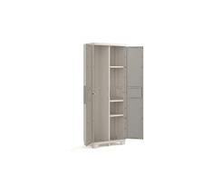 Keter Wood Grain - Armario alto, 182 x 68 x 39 cm, color beige con puertas textura madera